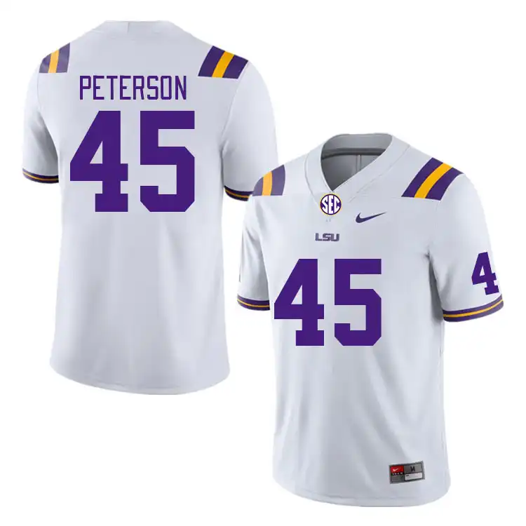 Men's LSU Tigers GiVanni Peterson #45 White NCAA Football Jersey